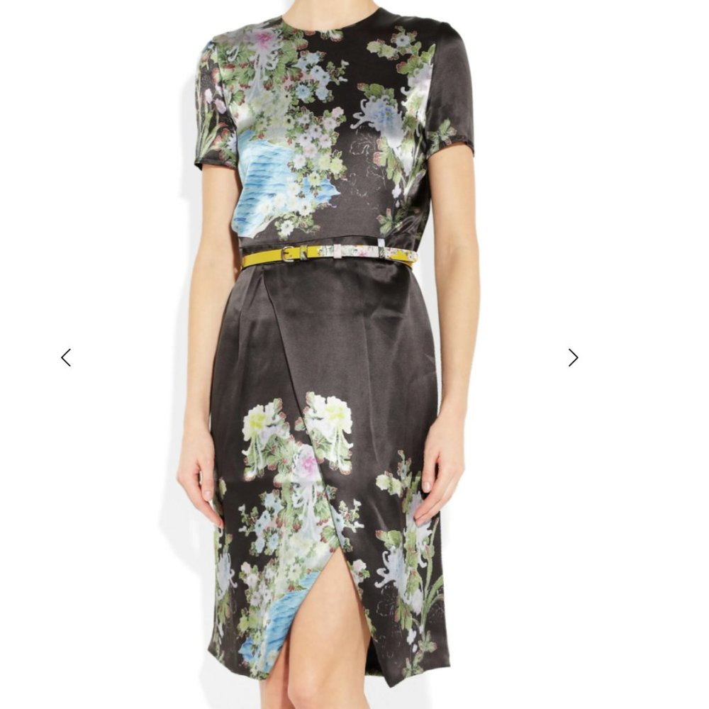 Preen by Thornton Bregazzi Blue Akiko Kimono Cruise 100% Silk Dress Sz S